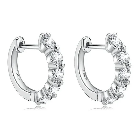 Certified 3ct. t.w. Moissanite Diamond 2cm Huggie Hoop Earrings NEW - Picture 7 of 15